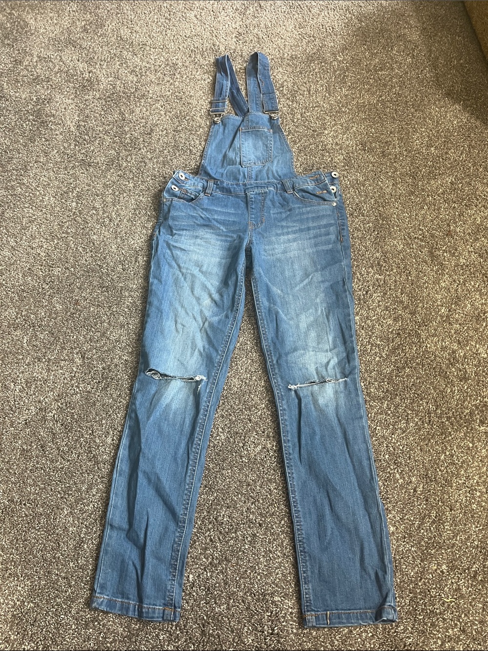 Dollhouse Blue Denim Distressed Women's Overalls